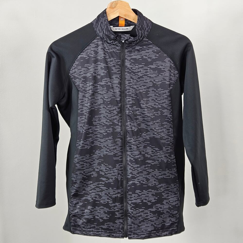 Peter Millar Youth Performance Golf Merge Elite Black Zip-Up‎ Jacket | Large